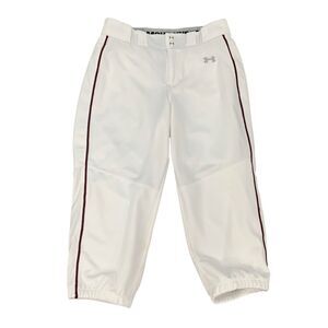 Under Armour Cropped Softball Pants Womens S Small White Fitted HeatGear